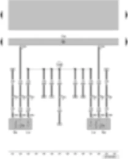 Wiring Diagram  VW SURAN 2011 - Rear right door window regulator switch Rear left door window regulator switch Rear right door window regulator switch Central control unit for the convenience system Window regulator switch illumination bulb