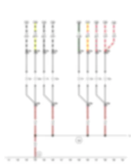Wiring Diagram  VW SURAN 2012 - Left side light bulb - Right side light bulb - Front left turn signal bulb - Front right turn signal bulb - Left headlight dipped beam bulb - Left headlight main beam bulb - Right headlight dipped beam bulb - Right headlight main beam bulb