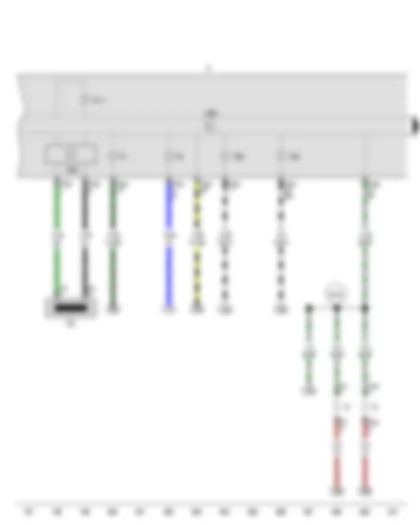 Wiring Diagram  VW SURAN 2012 - Immobiliser reader coil - Control unit in dash panel insert - Dash panel insert - Main beam warning lamp - Alternator warning lamp - Left turn signal warning lamp - Right turn signal warning lamp - Number plate light