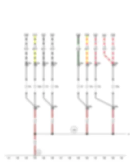 Wiring Diagram  VW SURAN 2012 - Left side light bulb - Right side light bulb - Front left turn signal bulb - Front right turn signal bulb - Left headlight dipped beam bulb - Left headlight main beam bulb - Right headlight dipped beam bulb - Right headlight main beam bulb