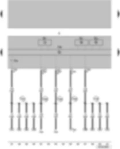 Wiring Diagram  VW SURAN 2011 - Coolant temperature indicator Tachometer Speedometer Control unit w indicator on the combined instrument Combined instrument Right turn signal control light