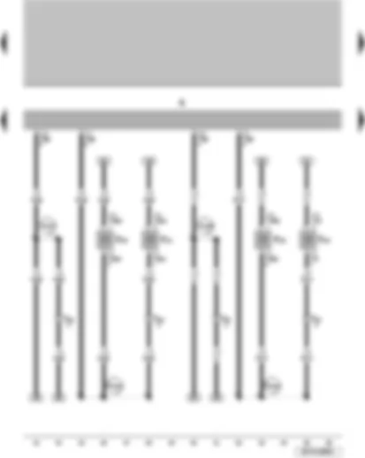 Wiring Diagram  VW SURAN 2011 - Radio Front left loudspeaker for treble sounds Front left loudspeaker for bass sounds Front right loudspeaker for treble sounds Front right loudspeaker for bass sounds