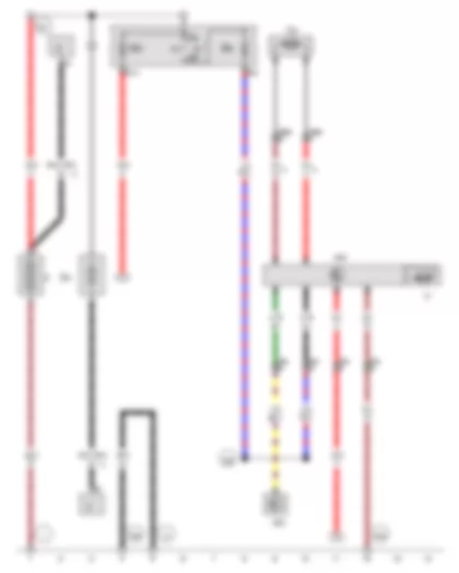 Wiring Diagram  VW THE BEETLE CABRIOLET 2013 - Battery - Radiator fan control unit - Radiator fan - Right radiator fan