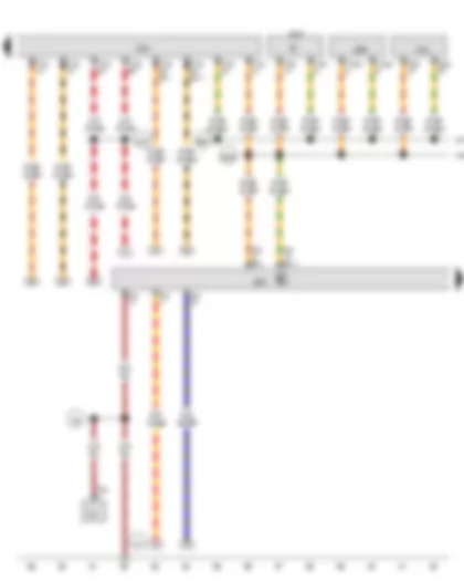 Wiring Diagram  VW THE BEETLE CABRIOLET 2013 - Onboard supply control unit - Data bus diagnostic interface - Connection 1 (convenience CAN bus - high) - in main wiring harness - Connection 1 (convenience CAN bus - low) - in main wiring harness