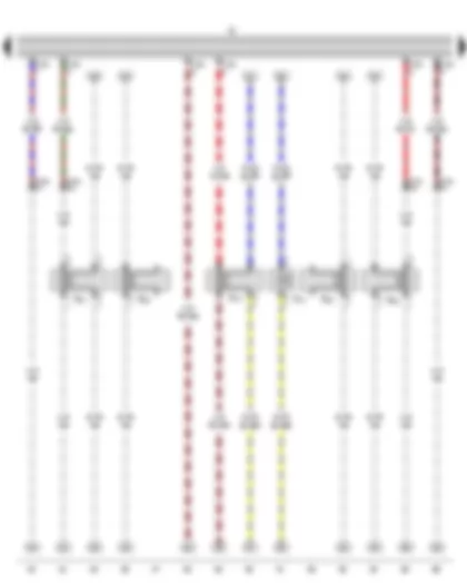 Wiring Diagram  VW THE BEETLE CABRIOLET 2013 - Radio - Rear left treble loudspeaker - Rear left bass loudspeaker - Front left treble loudspeaker - Front left bass loudspeaker - Front right treble loudspeaker