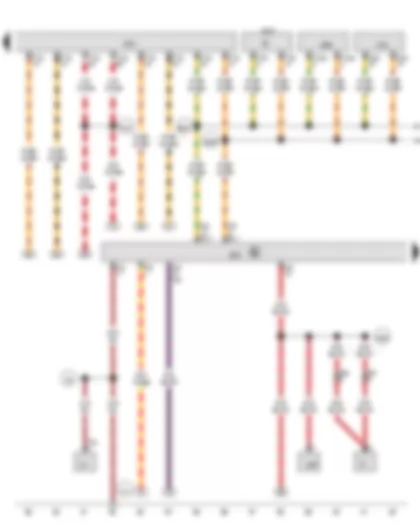 Wiring Diagram  VW THE BEETLE CABRIOLET 2013 - Onboard supply control unit - Data bus diagnostic interface - Connection 1 (convenience CAN bus - high) - in main wiring harness - Connection 1 (convenience CAN bus - low) - in main wiring harness