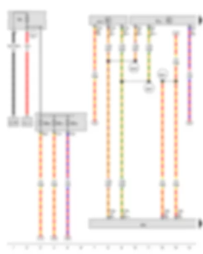 Wiring Diagram  VW THE BEETLE CABRIOLET 2014 - Battery - Control unit with display for radio and navigation - Onboard supply control unit - Amplifier - Fuse 20 on fuse holder B