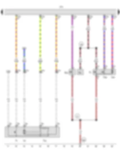 Wiring Diagram  VW THE BEETLE 2012 - Rear lid handle release button - Front passenger door contact switch - Luggage compartment light switch - Front passenger side central locking lock unit - Rear lid lock unit - Onboard supply control unit - Front passenger seat central locking motor - Rear lid electric opener motor