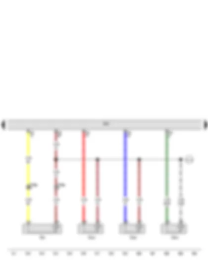 Wiring Diagram  VW THE BEETLE 2012 - Radiator outlet coolant temperature sender - Exhaust gas temperature sender 1 - Exhaust gas temperature sender 2 - Exhaust gas temperature sender 3 - Engine control unit
