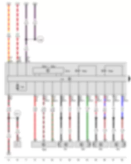 Wiring Diagram  VW THE BEETLE 2012 - Lateral acceleration sender - Yaw rate sender - ESP sensor unit - ABS control unit - Vehicle stabilization program switch valve 1 - Vehicle stabilization program switch valve 2 - ABS hydraulic pump