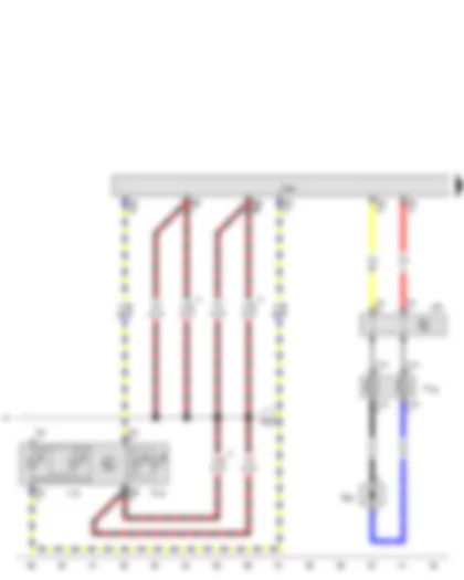 Wiring Diagram  VW THE BEETLE 2012 - Airbag coil connector and return ring with slip ring - Airbag control unit - Steering column electronics control unit - Front passenger side airbag deactivated warning lamp - Driver side airbag igniter