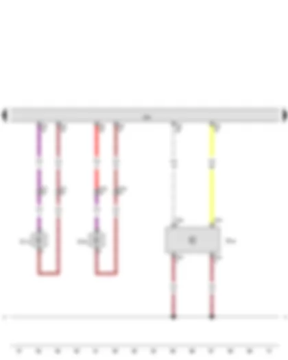 Wiring Diagram  VW THE BEETLE 2012 - Side airbag crash sensor on driver side - Side airbag crash sensor on front passenger side - Airbag control unit