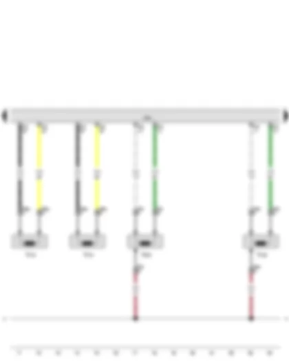 Wiring Diagram  VW THE BEETLE 2012 - Airbag control unit - Driver seat belt tensioner igniter 1 - Front passenger seat belt tensioner igniter 1 - Side airbag igniter on driver side - Side airbag igniter on front passenger side