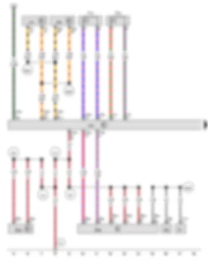 Wiring Diagram  VW THE BEETLE 2012 - Parking aid button - Rear parking aid warning buzzer - Front parking aid warning buzzer - Parking aid control unit