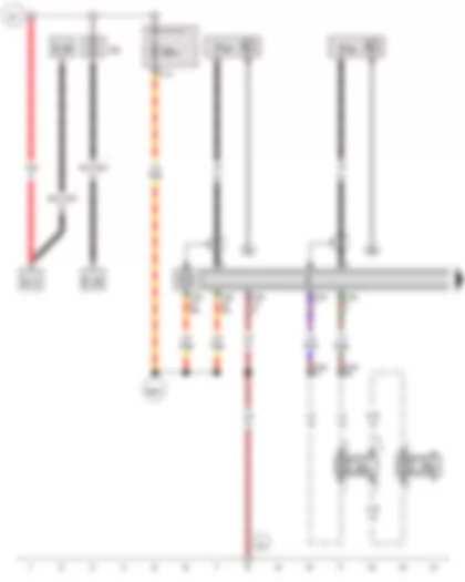 Wiring Diagram  VW THE BEETLE 2013 - Radio - Front left treble loudspeaker - Front left bass loudspeaker - Right aerial module - Fuse 1 in fuse holder A - Fuse 13 on fuse holder B