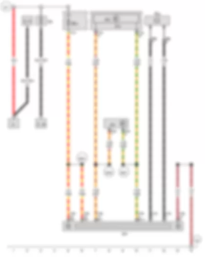 Wiring Diagram  VW THE BEETLE 2013 - Battery - Control unit with display for radio and navigation - Onboard supply control unit - Data bus diagnostic interface - Telephone microphone