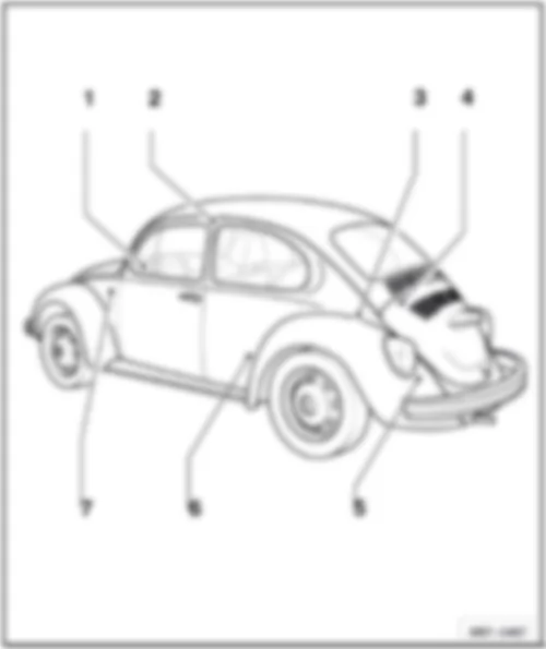 VW THE BEETLE 1989 Overview of earth points and earth straps