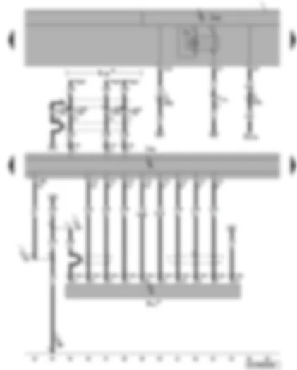 Wiring Diagram  VW TIGUAN 2009 - Connection for external audio sources - CD changer - control unit with display for radio and navigation system - heated rear window relay