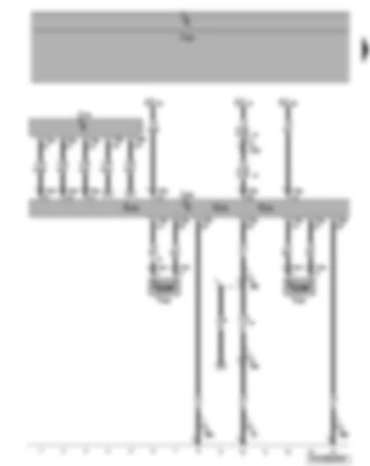 Wiring Diagram  VW TIGUAN 2008 - Yaw rate sender - left parking brake motor - right parking brake motor - longitudinal and lateral acceleration sender - ABS control unit - control unit for electromechanical parking brake