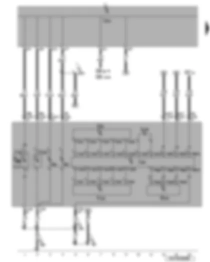 Wiring Diagram  VW TIGUAN 2009 - Left gas discharge light bulb - front left turn signal bulb - left cornering light bulb - power output module for left headlight - front left headlight
