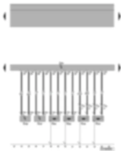 Wiring Diagram  VW TIGUAN 2011 - Rear side airbag crash sensor - airbag control unit - igniter for front belt tensioner - igniter for curtain/head airbag