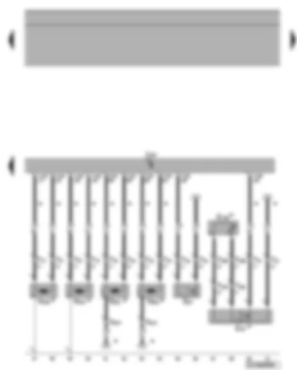 Wiring Diagram  VW TIGUAN 2010 - Front passenger side belt switch - driver side belt switch - seat occupied sensor - front passenger side - airbag control unit - igniter for rear belt tensioner - igniter for rear side airbag