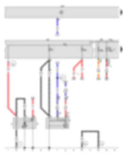 Wiring Diagram  VW TIGUAN 2009 - Battery - Starter - Alternator - Onboard supply control unit - Fuse holder A - Fuse holder B