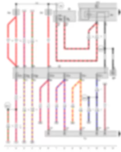 Wiring Diagram  VW TIGUAN 2009 - Onboard supply control unit - Terminal 15 voltage supply relay 2 - Terminal 50 voltage supply relay - Fuse holder B - Fuse holder C