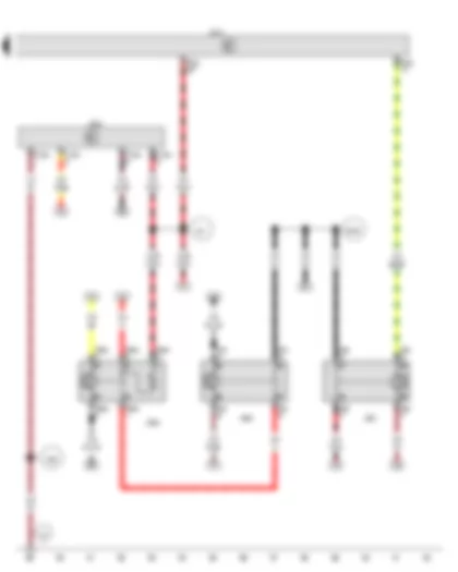 Wiring Diagram  VW TIGUAN 2010 - Onboard supply control unit - Voltage stabiliser - Terminal 15 voltage supply relay 2 - Terminal 50 voltage supply relay - Starter relay 1