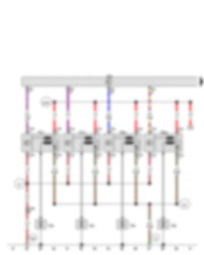 Wiring Diagram  VW TIGUAN 2010 - Engine control unit - Ignition coil 1 with output stage - Ignition coil 2 with output stage - Ignition coil 3 with output stage - Ignition coil 4 with output stage