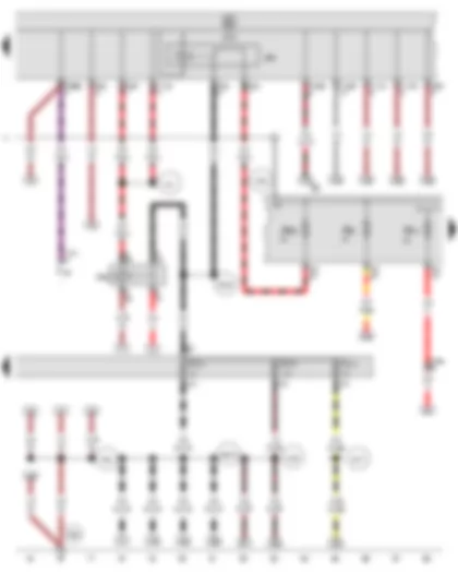 Wiring Diagram  VW TIGUAN 2009 - Onboard supply control unit - Terminal 15 voltage supply relay 2 - Terminal 50 voltage supply relay - Fuse holder B - Fuse holder C