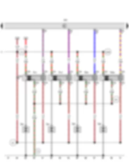 Wiring Diagram  VW TIGUAN 2009 - Engine control unit - Ignition coil 1 with output stage - Ignition coil 2 with output stage - Ignition coil 3 with output stage - Ignition coil 4 with output stage