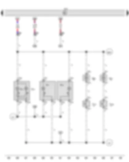 Wiring Diagram  VW TIGUAN 2011 - Onboard supply control unit - Rear left reading light - Front passenger side illuminated vanity mirror - Driver side illuminated vanity mirror