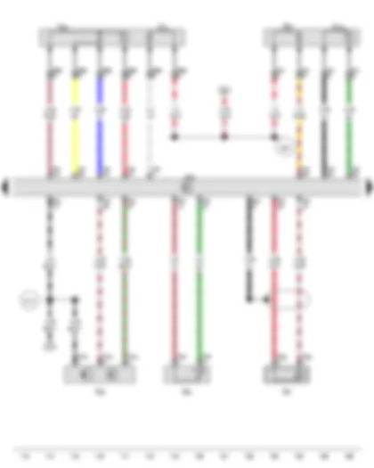 Wiring Diagram  VW TIGUAN 2011 - Engine speed sender - Lambda probe - Knock sensor 1 - Coolant temperature sender - Lambda probe after catalytic converter - Engine control unit