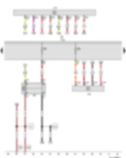 Wiring Diagram  VW TIGUAN 2011 - Onboard supply control unit - Voltage stabiliser - Terminal 15 voltage supply relay 2 - Fuse holder B - Terminal 30 wiring junction 2