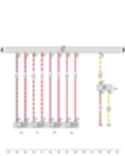 Wiring Diagram  VW TIGUAN 2011 - Fuel pressure sender - Engine control unit - Injector - cylinder 1