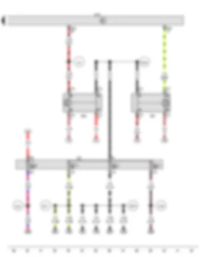 Wiring Diagram  VW TIGUAN 2011 - Onboard supply control unit - Terminal 15 voltage supply relay 2 - Terminal 50 voltage supply relay - Fuse holder C