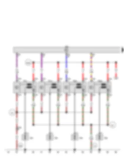 Wiring Diagram  VW TIGUAN 2011 - Engine control unit - Ignition coil 1 with output stage - Ignition coil 2 with output stage - Ignition coil 3 with output stage - Ignition coil 4 with output stage