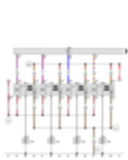 Wiring Diagram  VW TIGUAN 2011 - Engine control unit - Ignition coil 1 with output stage - Ignition coil 2 with output stage - Ignition coil 3 with output stage - Ignition coil 4 with output stage