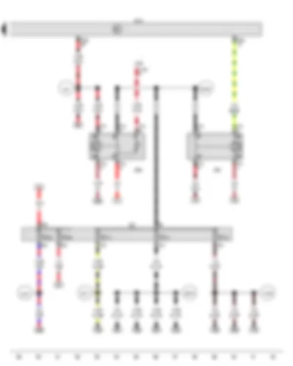 Wiring Diagram  VW TIGUAN 2011 - Onboard supply control unit - Terminal 15 voltage supply relay 2 - Terminal 50 voltage supply relay - Fuse holder C