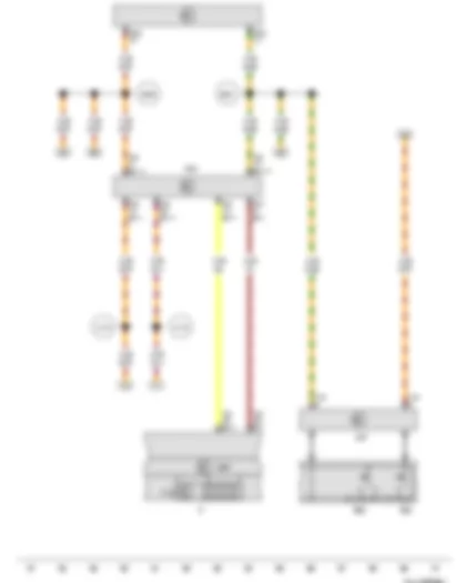 Wiring Diagram  VW TIGUAN 2011 - Multifunction display call-up button - Reset button - Onboard supply control unit - Steering column electronics control unit - Data bus diagnostic interface - Dash panel insert