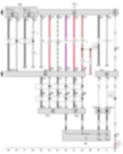 Wiring Diagram  VW TIGUAN 2015 - Control unit with display for radio and navigation - Roof aerial - Telephone aerial - Left aerial module - Right aerial module - Telephone bracket - Satellite tuner aerial - Rear window