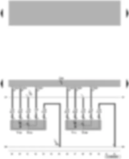 Электросхемa  VW TOUAREG 2006 - Блок управления Climatronic - потенциометр исполнительного электродвигателя правой заслонки регулирования температуры - потенциометр переднего правого дефлектора
