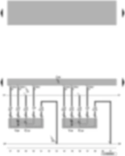 Электросхемa  VW TOUAREG 2006 - Блок управления Climatronic - потенциометр исполнительного электродвигателя левой заслонки регулирования температуры - потенциометр исполнительного электродвигателя заслонки размораживателя и дефлектора спереди слева