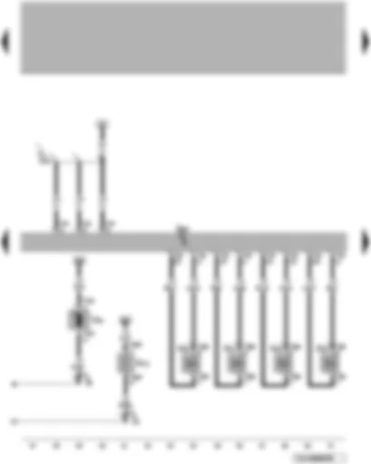 Wiring Diagram  VW TOUAREG 2007 - Engine control unit - injector - cylinder 1-4 - circulation pump - crankcase breather heater element