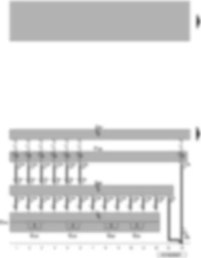 Wiring Diagram  VW TOUAREG 2010 - Multifunction buttons on right in steering wheel - airbag coil connector and return ring with slip ring - multifunction steering wheel control unit - steering column electronics control unit