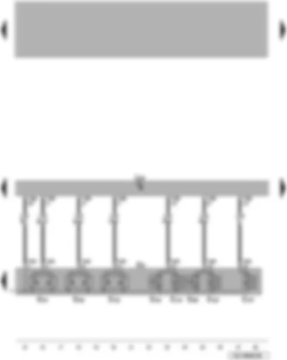 Электросхемa  VW TOUAREG 2008 - Блок управления для регулировки положения сиденья и рулевой колонки с функцией памяти - панель управления сиденья водителя с функцией памяти - клавиши сиденья с функцией памяти 1-4 - клавиша регулировки ремня безопасности по высоте - клавиша регулировки угла наклона подушки сиденья