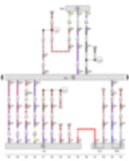 Wiring Diagram  VW TOUAREG 2009 - Temperature sender for reducing agent - Pressure sender for reducing agent metering system - Engine control unit - Control unit for reducing-agent heater - Heater for reducing-agent tank (heater circuit 1)