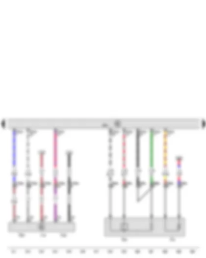 Wiring Diagram  VW TOUAREG 2009 - Lambda probe - Position sender for charge pressure positioner - Engine control unit - Turbocharger 1 control unit - Turbocharger 1 control motor - Lambda probe heater