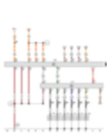 Wiring Diagram  VW TOUAREG 2011 - Automatic glow period control unit - Engine control unit - Glow plug 1 - Glow plug 2 - Glow plug 3 - Glow plug 4 - Glow plug 5 - Glow plug 6